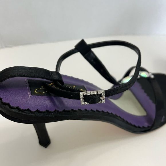 Johnathan Kayne Footwear Open Toe Heels Jeweled Ankle Strap Black/Purple Sz 10.5 - Picture 7 of 13
